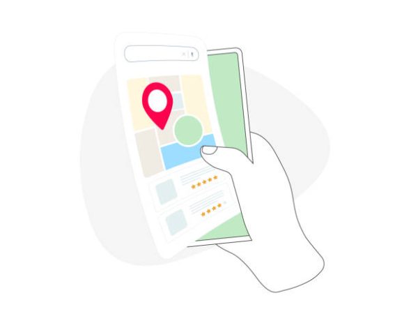 istockphoto-1986734899-612×612 Enhance local ranking and online presence with Local SEO. Optimize for nearby customers and boost offline business. Vector illustration with hand holding mobile phone and local reviews on map searches